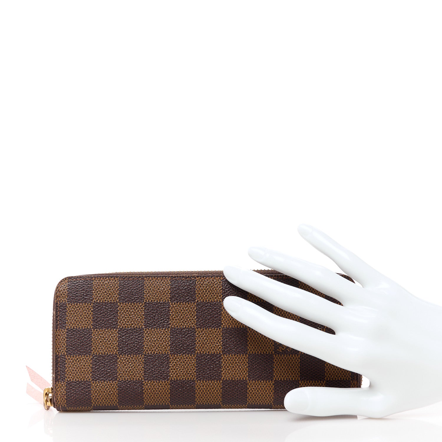 Louis Vuitton Damier Ebene Clemence Wallet Rose Ballerine 2 of 11