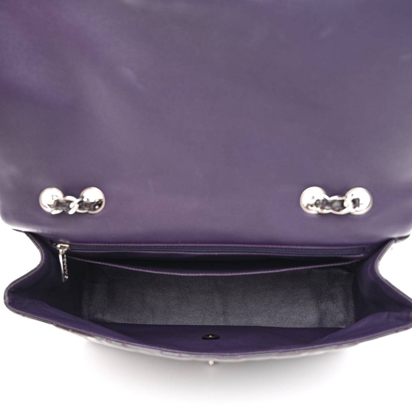 Patent Quilted Jumbo Single Flap Dark Purple