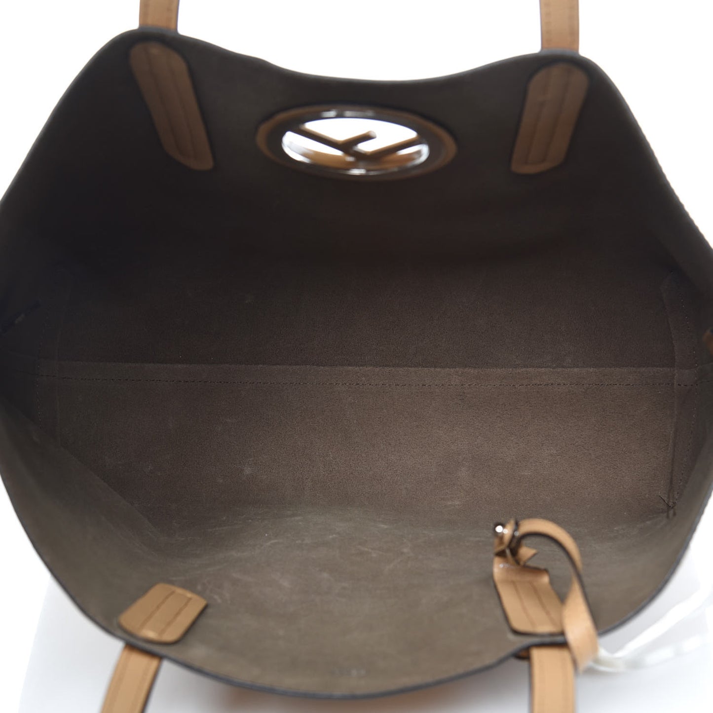 Vitello Vienna Enamel F is Fendi Shopping Tote Miele Scuro Taupe