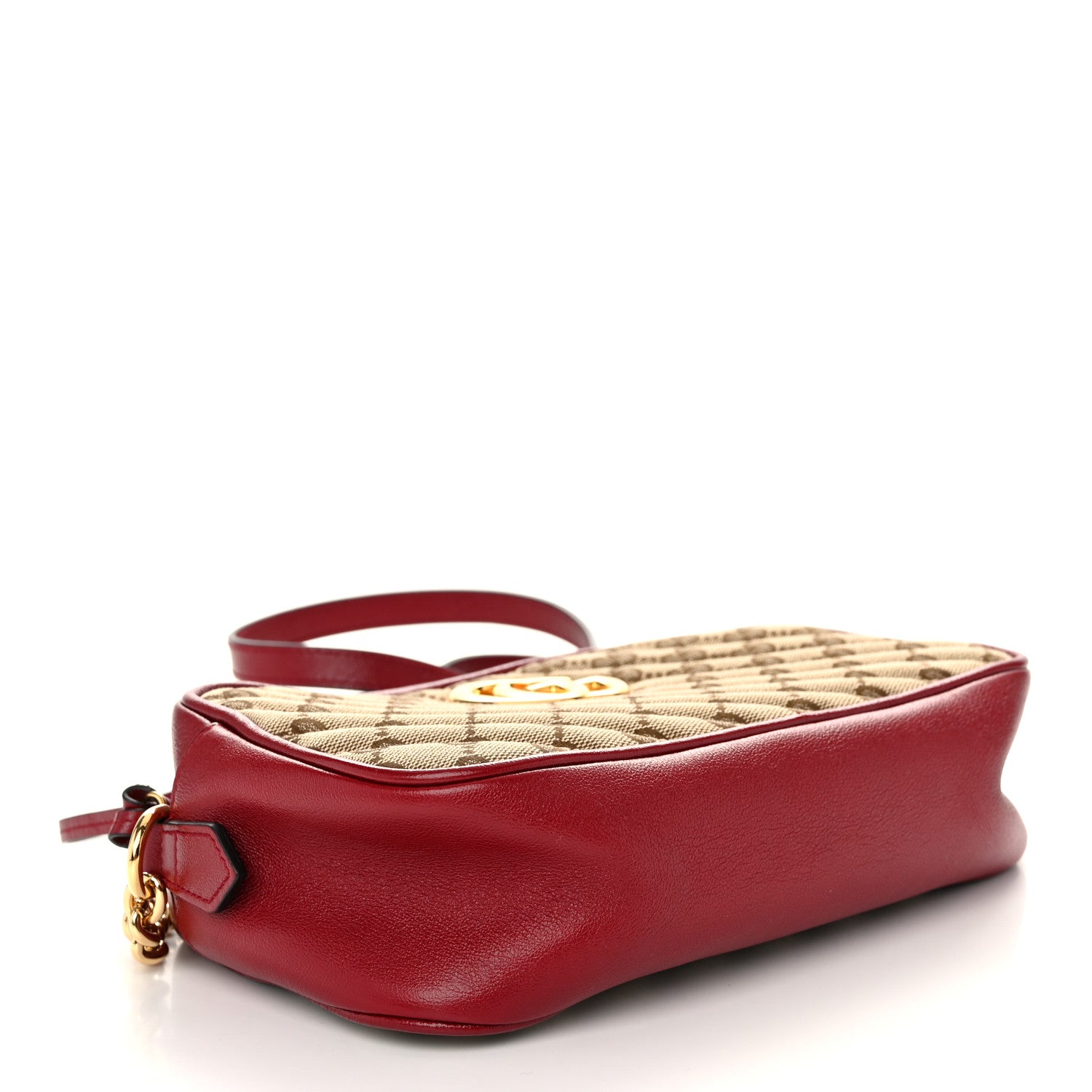 Gucci Monogram Azalea Calfskin Matelasse Diagonal Small GG Marmont Chain Shoulder Bag Beige Ebony New Cherry Red 4 of 10