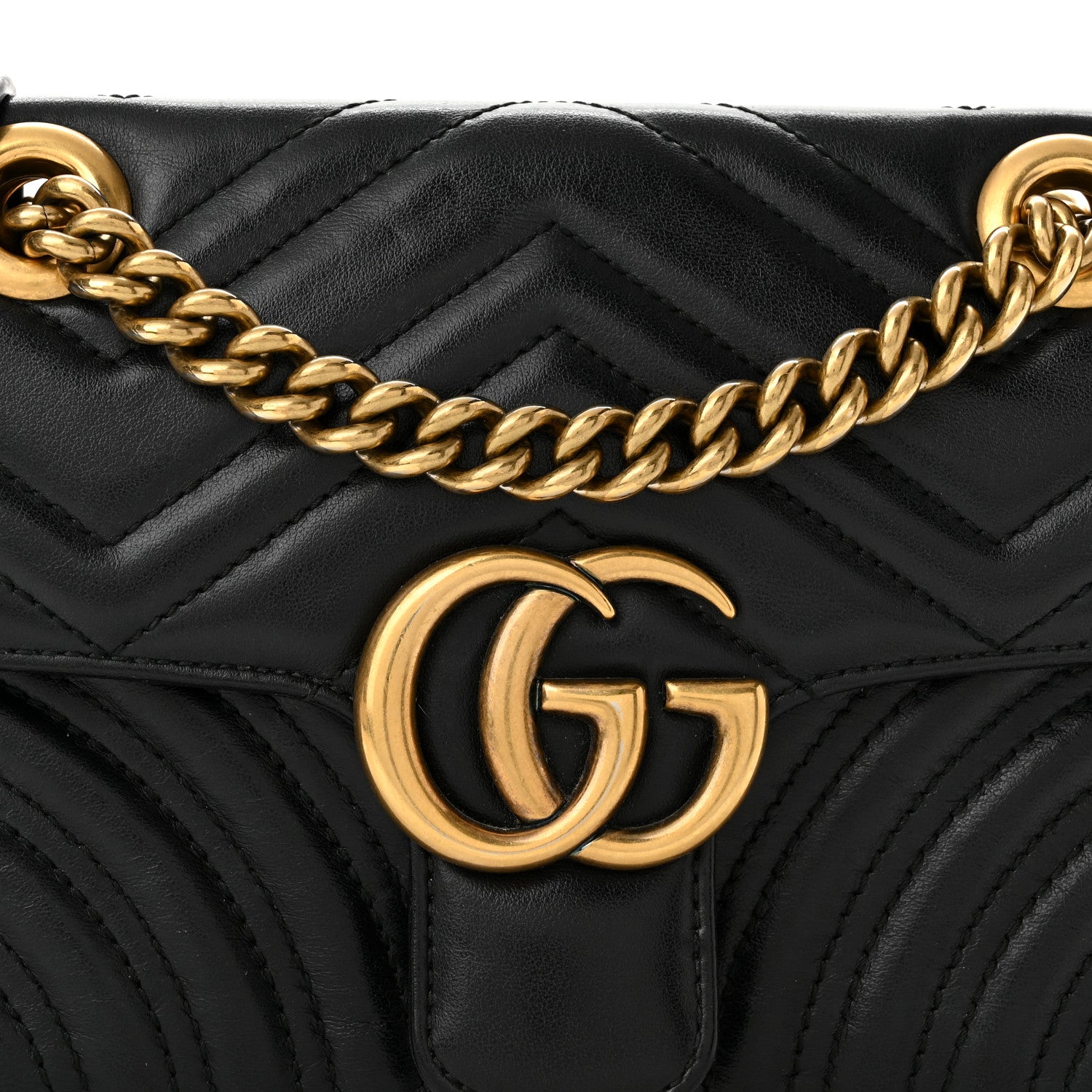 Gucci Calfskin Matelasse Mini GG Marmont Shoulder Bag Black 8 of 10