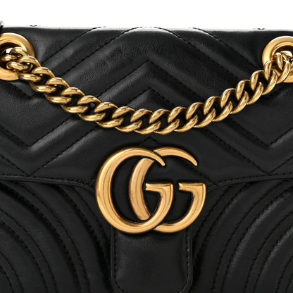 Gucci Calfskin Matelasse Mini GG Marmont Shoulder Bag Black 8 of 10