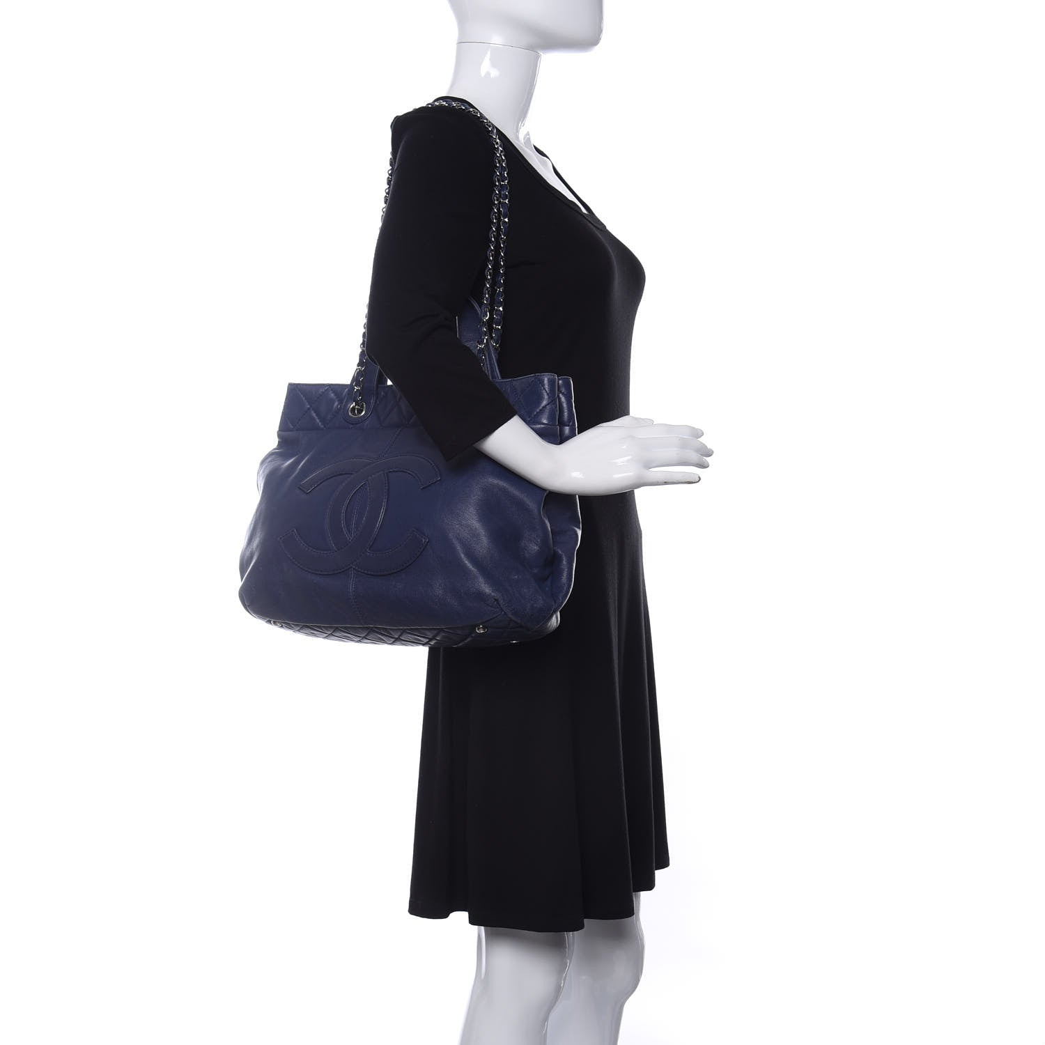 Chanel Calfskin Large Trianon Tote Navy Blue 2 of 10