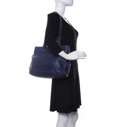 Chanel Calfskin Large Trianon Tote Navy Blue 2 of 10