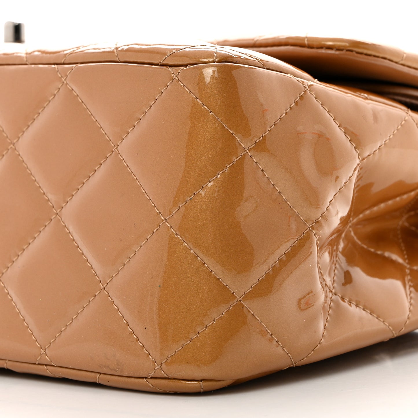 Patent Quilted Jumbo Double Flap Light Brown