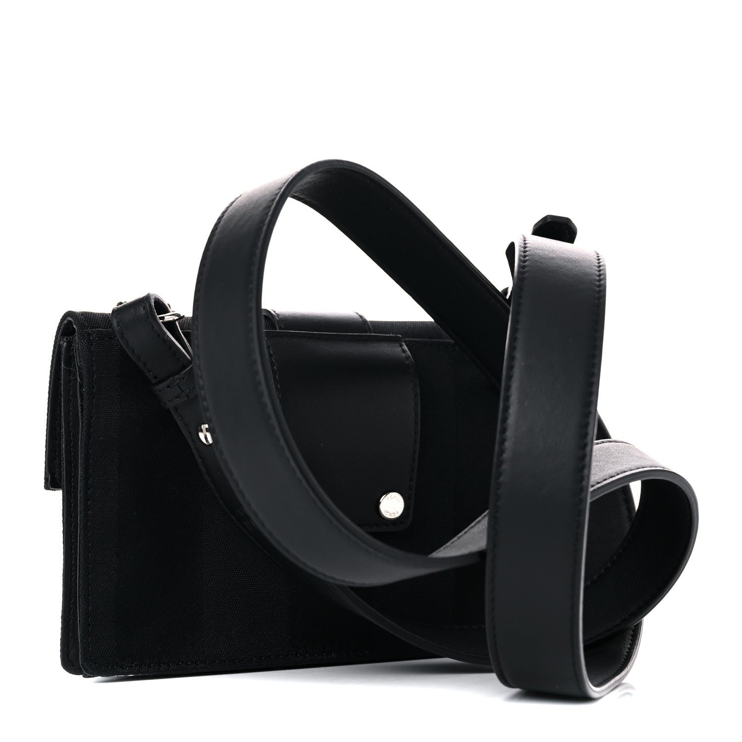 Fendi Recycled Nylon Vitello Grace Light Pequin Baguette Belt Pouch Black 3 of 11