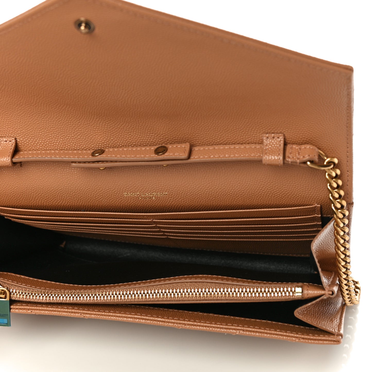 Grain De Poudre Matelasse Chevron Monogram Chain Wallet Dune