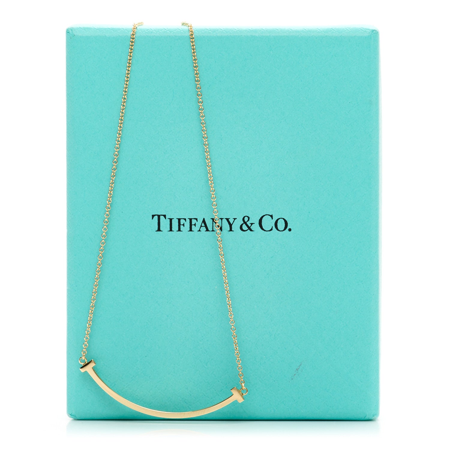 Tiffany 18K Yellow Gold Small T Smile Pendant Necklace 5 of 5