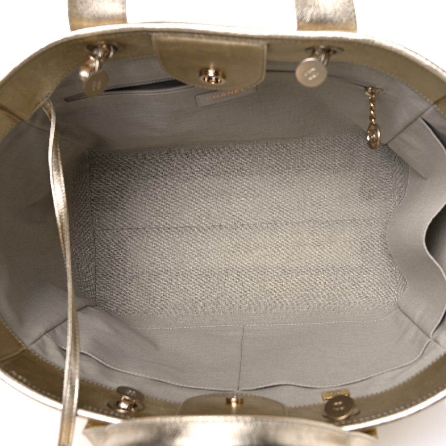 Metallic Calfskin Medium Deauville Tote Gold