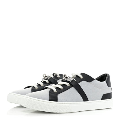 Hermes Calfskin Canvas Mens Day Sneakers 43 Bleu Marine 3 of 10