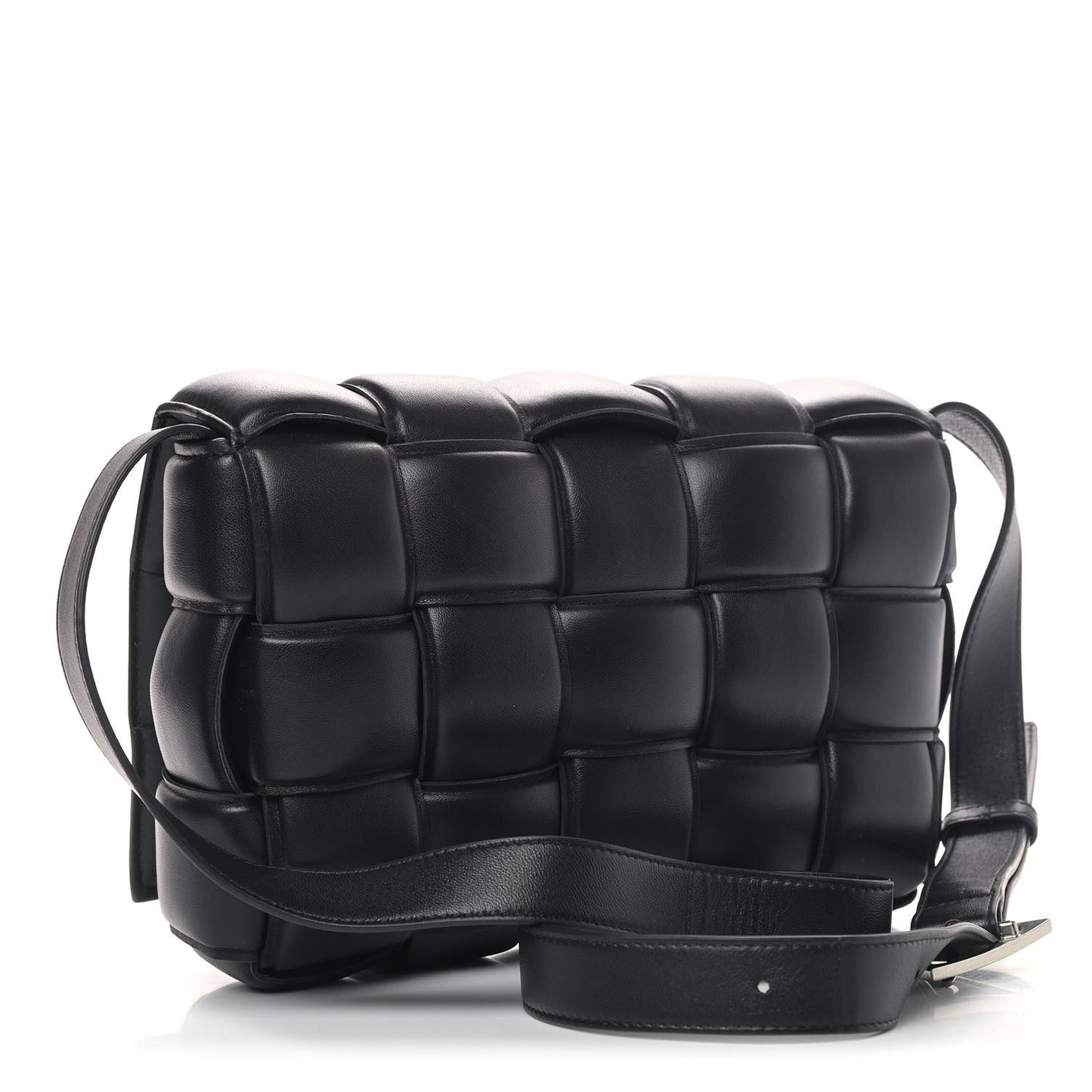 Nappa Maxi Intreccio Padded Cassette Crossbody Bag Black