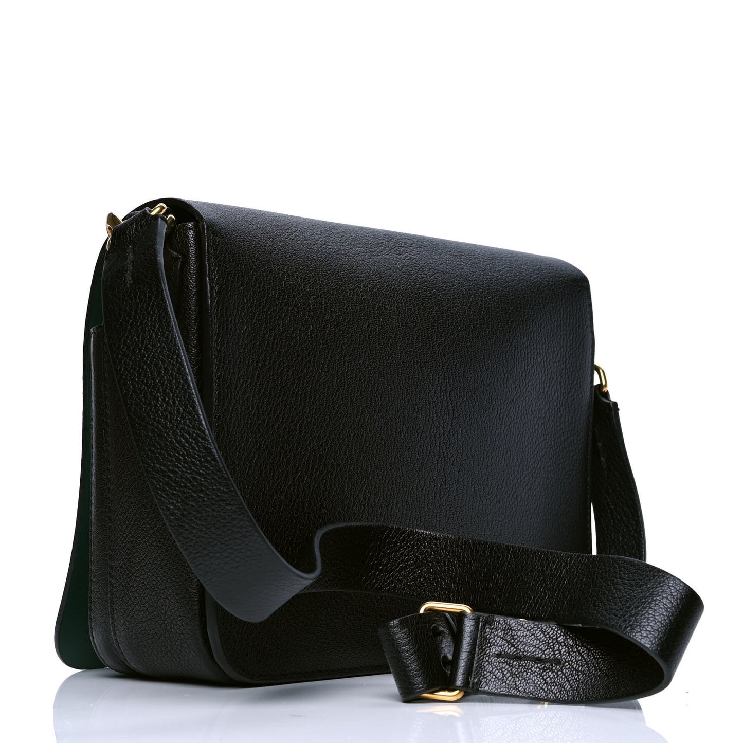 Calfskin Square Satchel Black