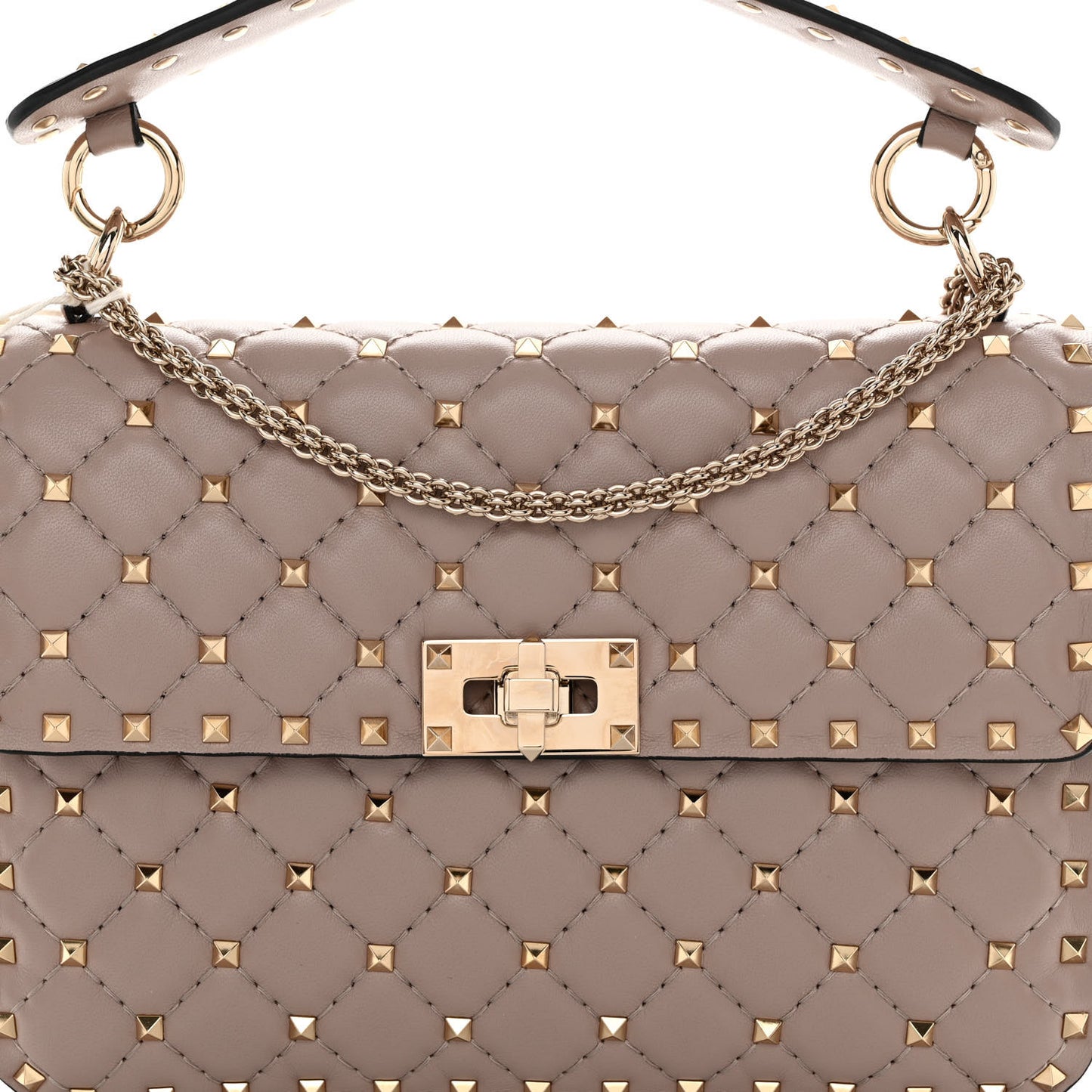 Nappa Medium Rockstud Spike Shoulder Bag Poudre