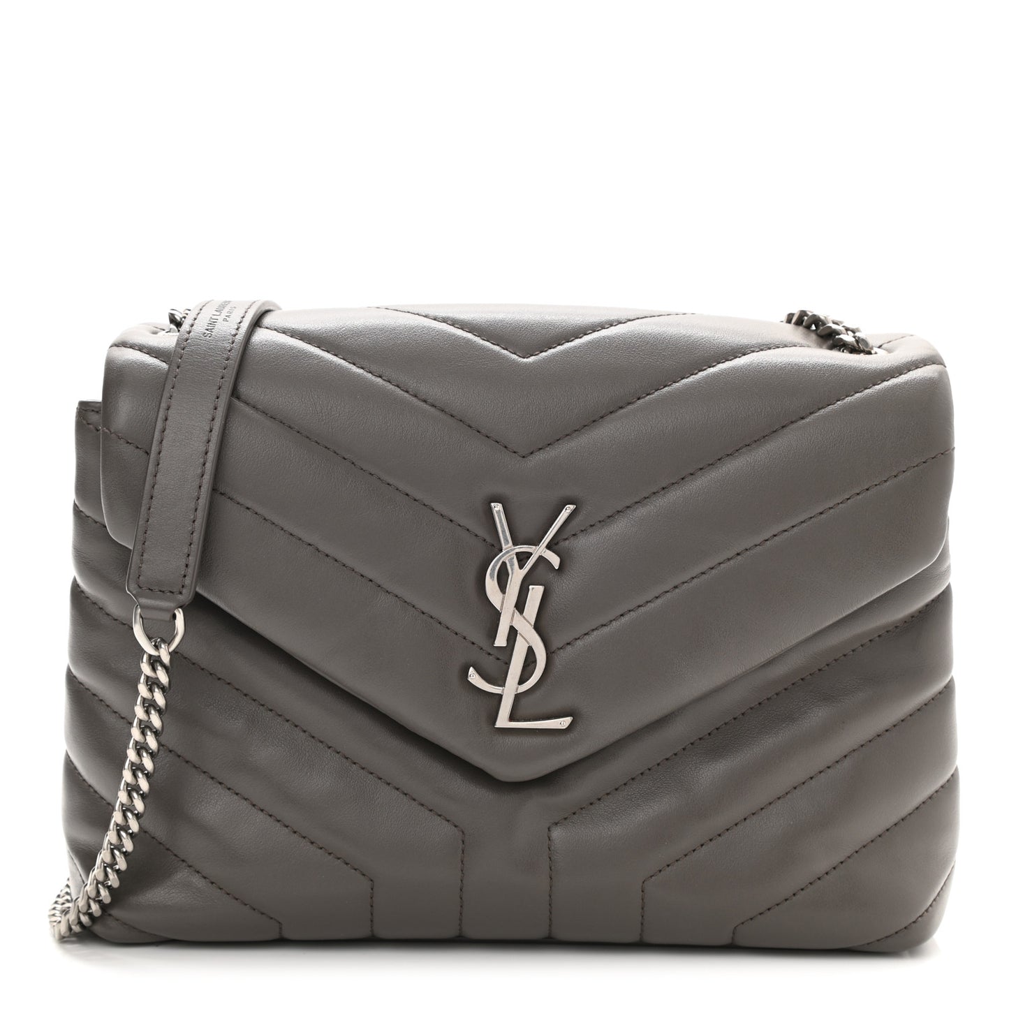 Calfskin Y Quilted Monogram Small Loulou Chain Satchel Pebble