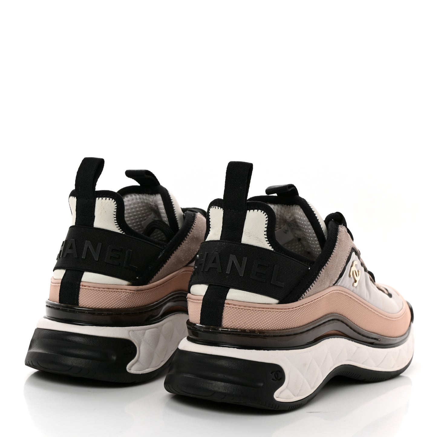 Suede Calfskin Mixed Fibers CC Sneakers 39 Pink Grey