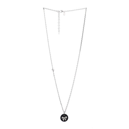 Chanel Crystal Resin Bow CC Pendant Necklace Black 3 of 5