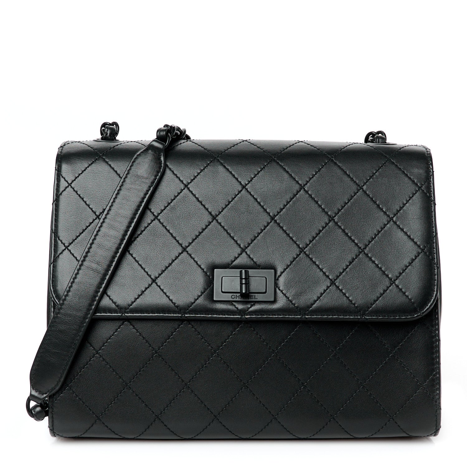 Chanel Calfskin Diamond Stitched Flap Shoulder Bag Black 1 of 11