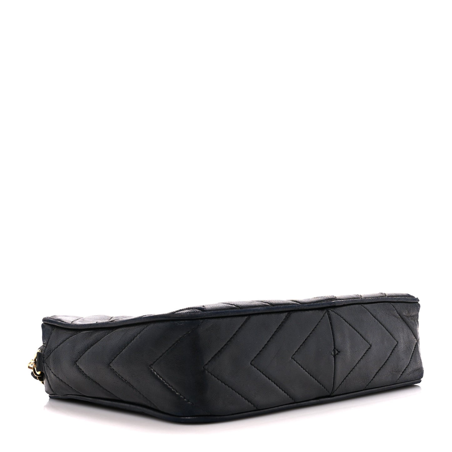 Lambskin Chevron Quilted Tassel Camera Case Black
