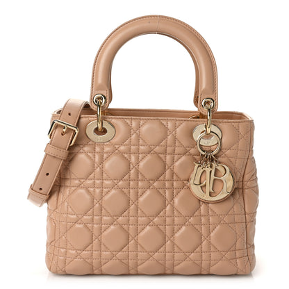 Christian Dior Lambskin Cannage Medium Lady Dior Beige 1 of 10