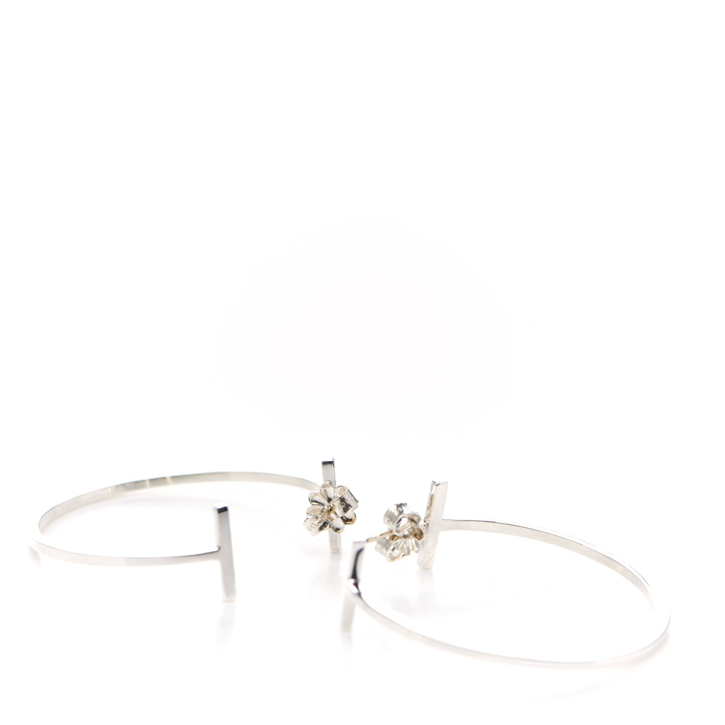 Sterling Silver Large T Wire Hoop Earrings