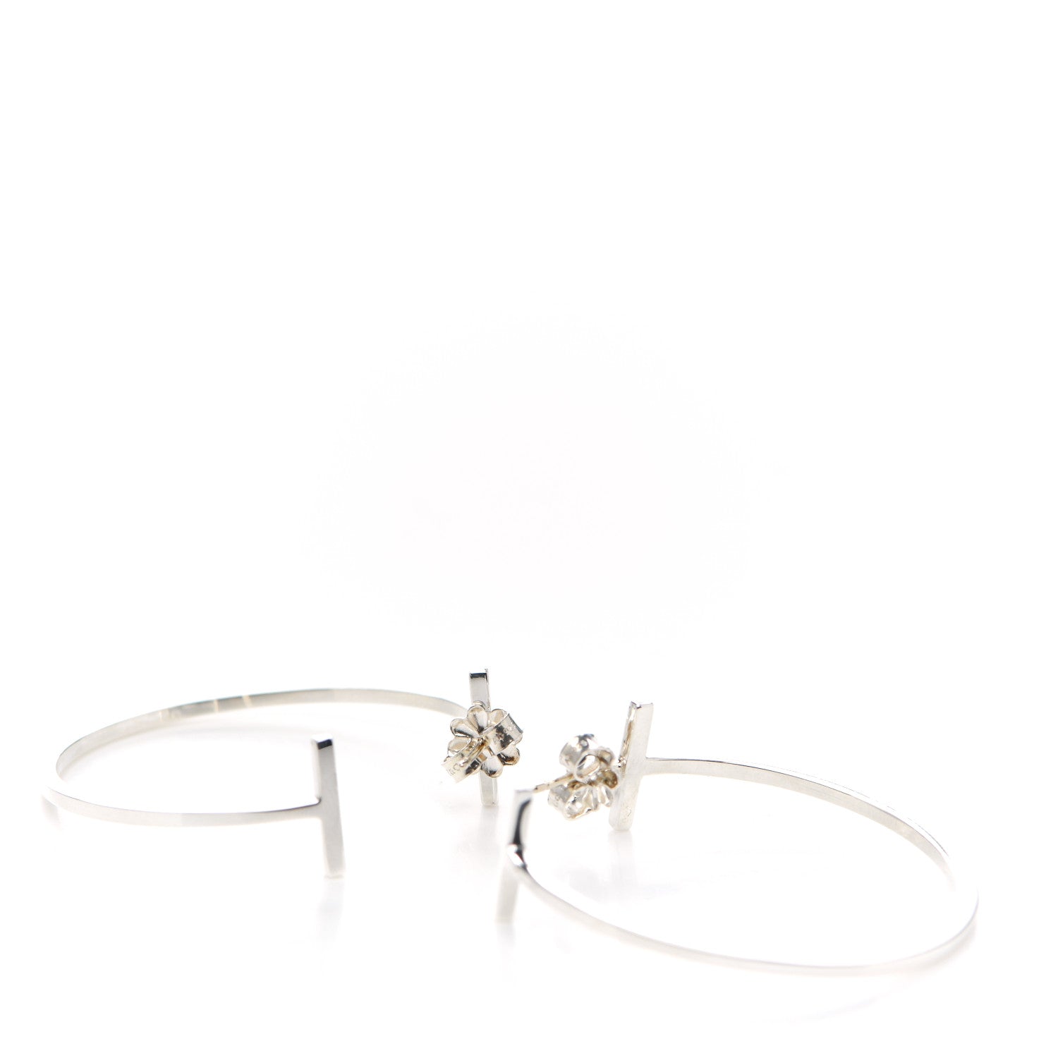 Tiffany Sterling Silver Large T Wire Hoop Earrings 3 of 4