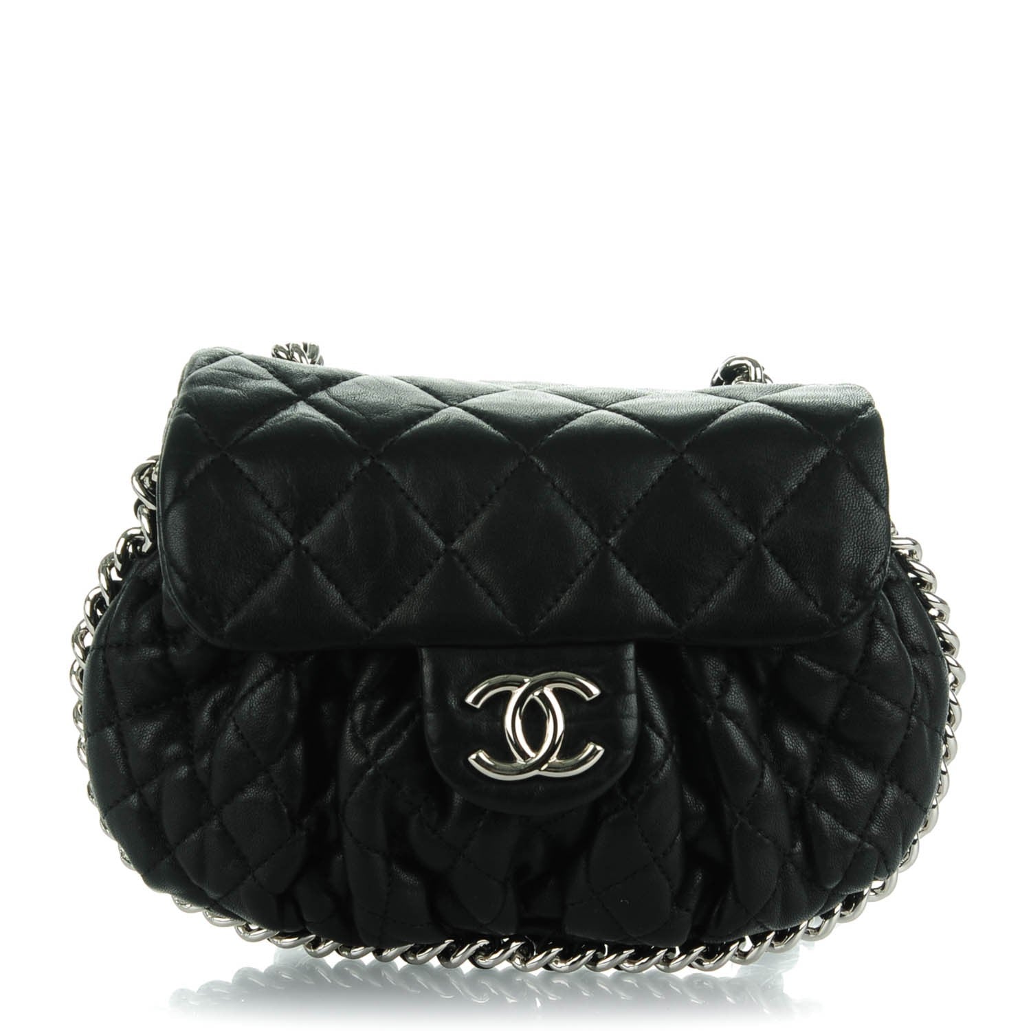 Chanel Washed Lambskin Quilted Mini Chain Around Flap Black 1 of 7