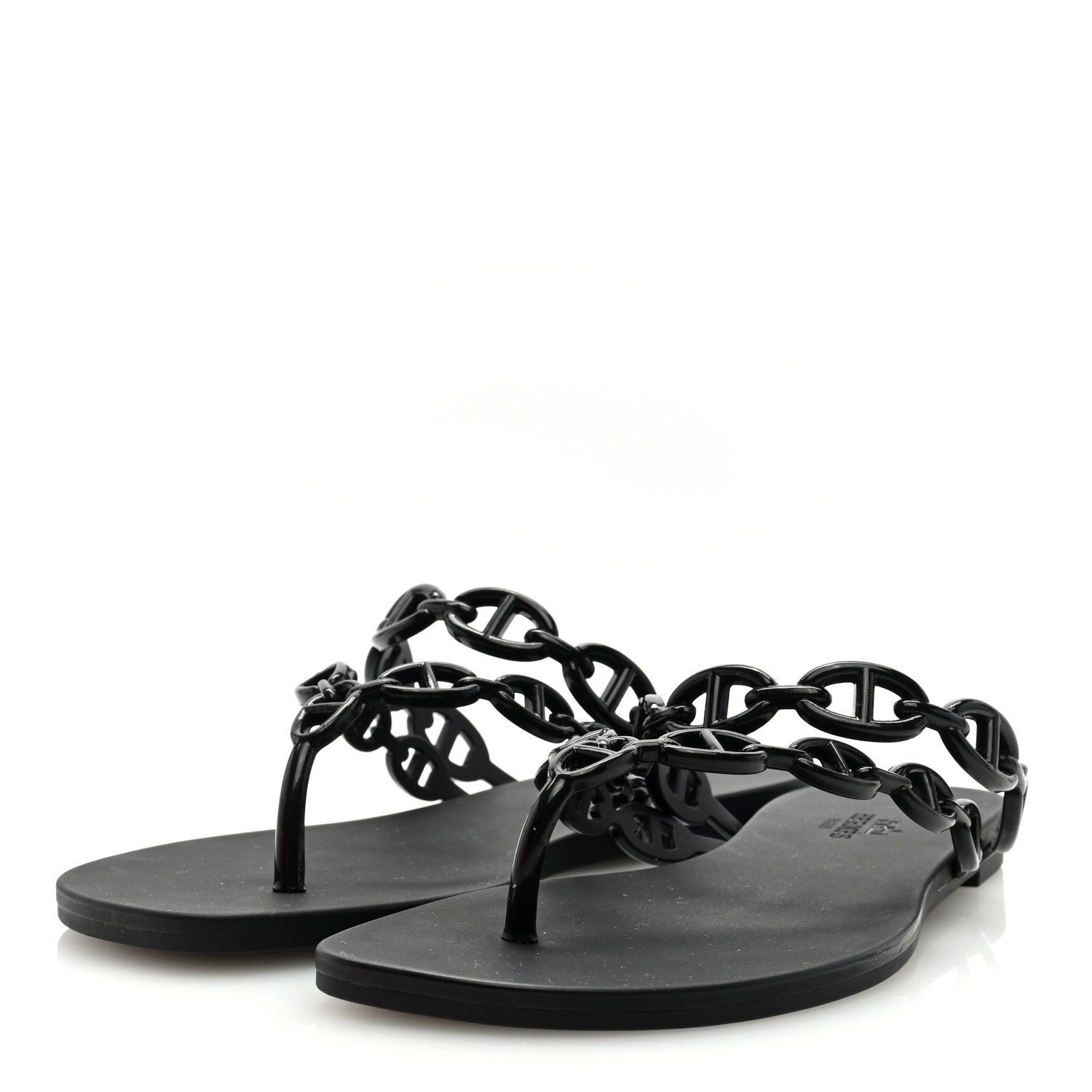 Hermes Rubber Chaine d'Ancre Island Sandals 37 Black 2 of 7