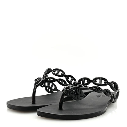Hermes Rubber Chaine d'Ancre Island Sandals 37 Black 2 of 7