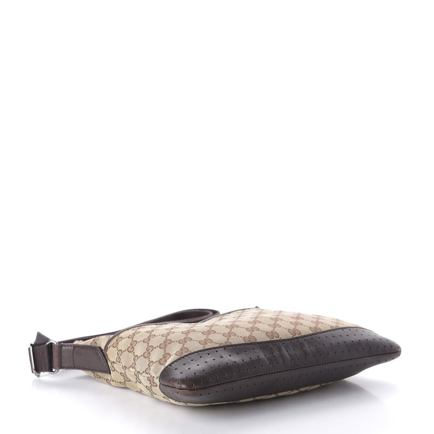 Monogram Calfskin Perforated Medium Flat Messenger Bag Dark Brown