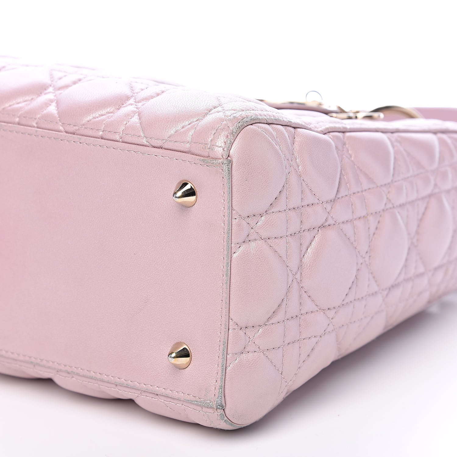 Christian Dior Pearly Lambskin Cannage Medium Lady Dior Lotus 11 of 20