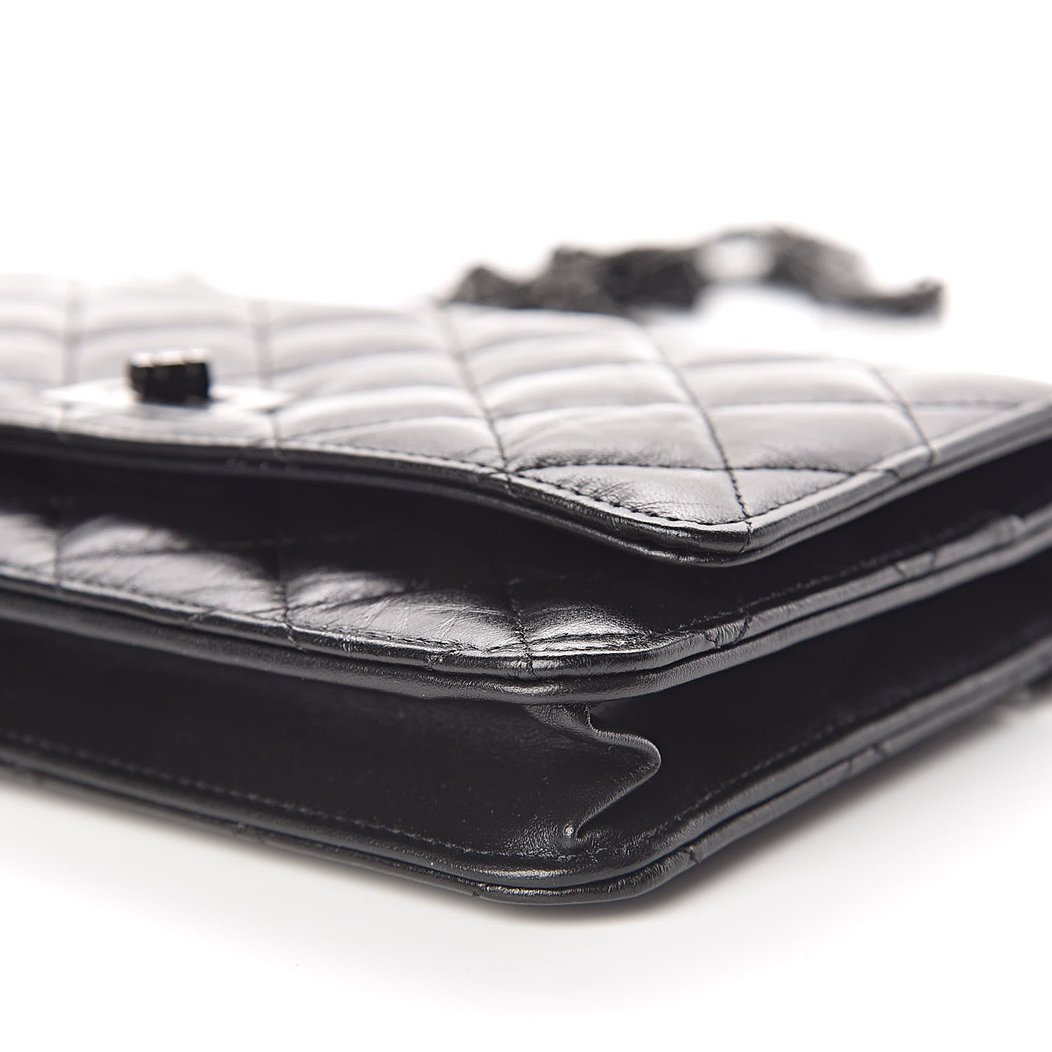 Chanel Aged Calfskin Quilted Reissue Wallet On Chain WOC So Black 11 of 12