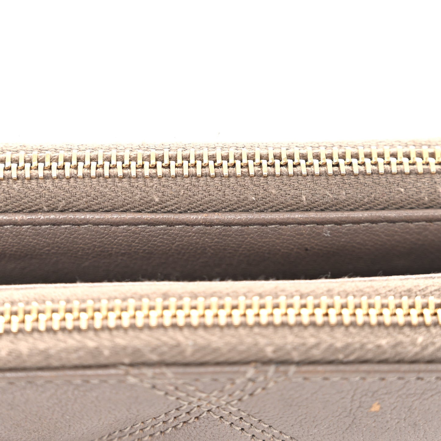 Grained Lambskin Quilted Mini Becky Double Zip Bag Taupe