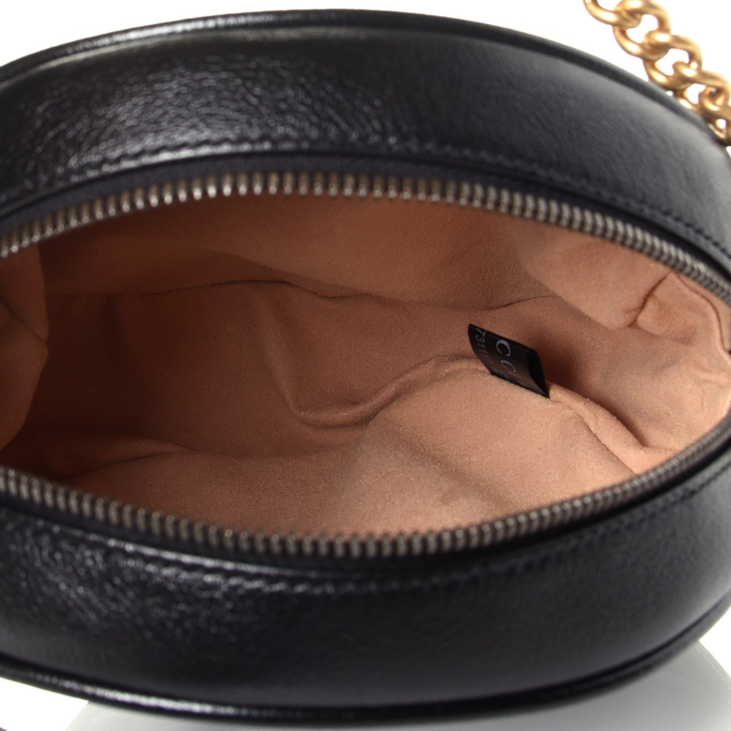 Gucci Azalea Calfskin Matelasse Heart Mini GG Marmont Round Shoulder Bag Black 5 of 10