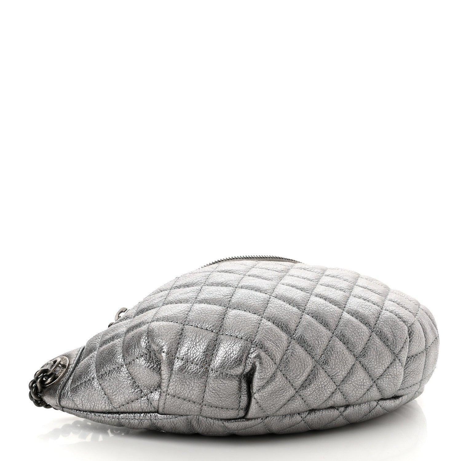 Chanel Metallic Calfskin Quilted Banane Waist Bag Fanny Pack Silver 4 of 12