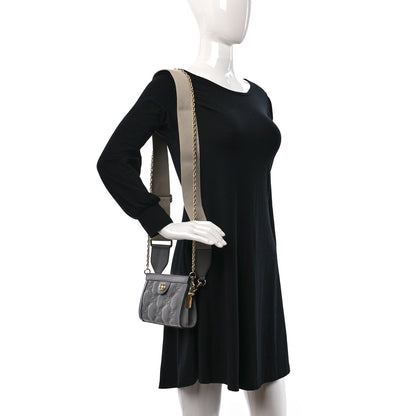 Gucci Calfskin GG Matelasse Mini Slim Chain Shoulder Bag Dusty Grey Natural 2 of 9