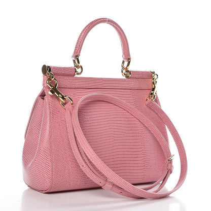 Dolce & Gabbana Stampa Iguana Crystal Small Miss Sicily Satchel Pink 3 of 8