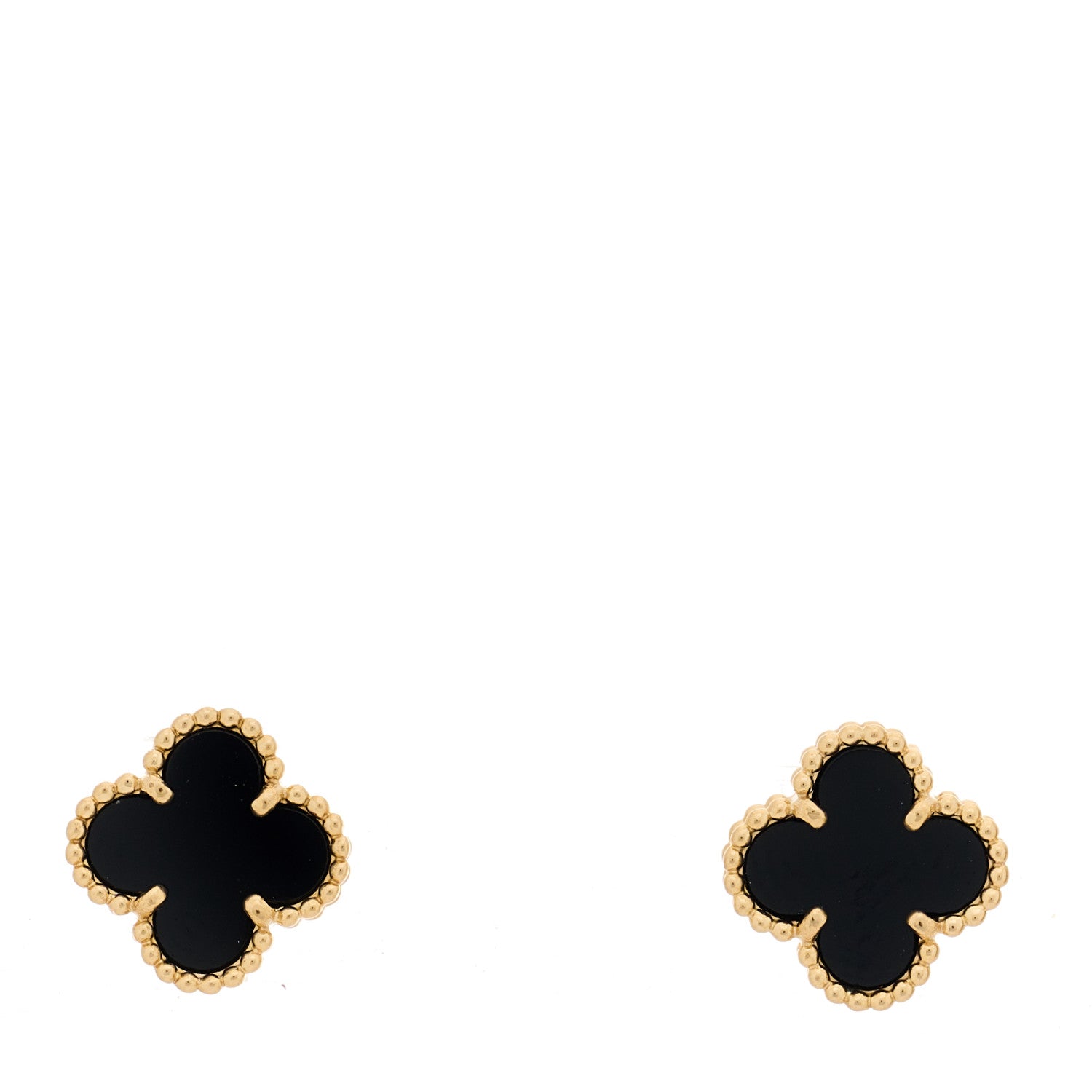 Van Cleef & Arpels 18K Yellow Gold Black Onyx Sweet Alhambra Earrings 1 of 5
