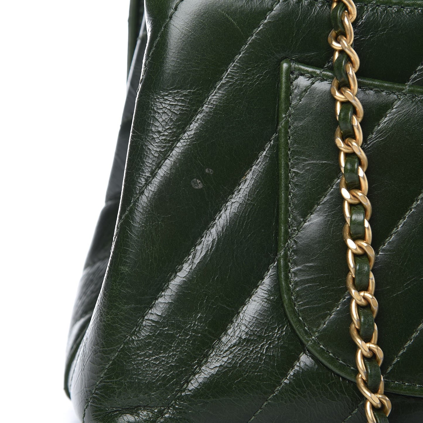 Calfskin Chevron Quilted Mini Coco Handle Flap Green