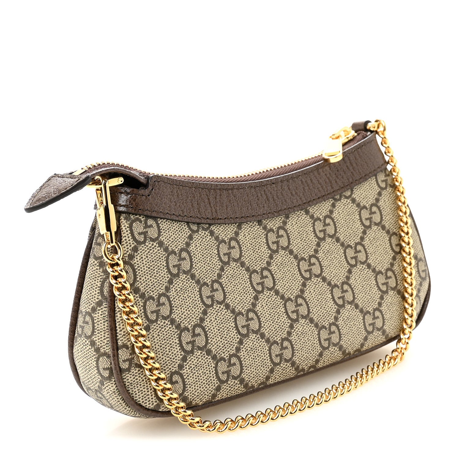 Gucci GG Supreme Monogram Textured Dollar Calfskin Mini Ophidia Chain Bag Beige Ebony 3 of 10