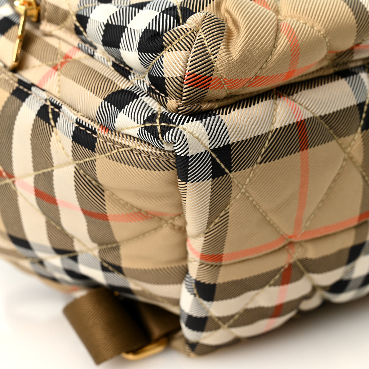 Nylon Check Horseshoe Backpack Sand Beige