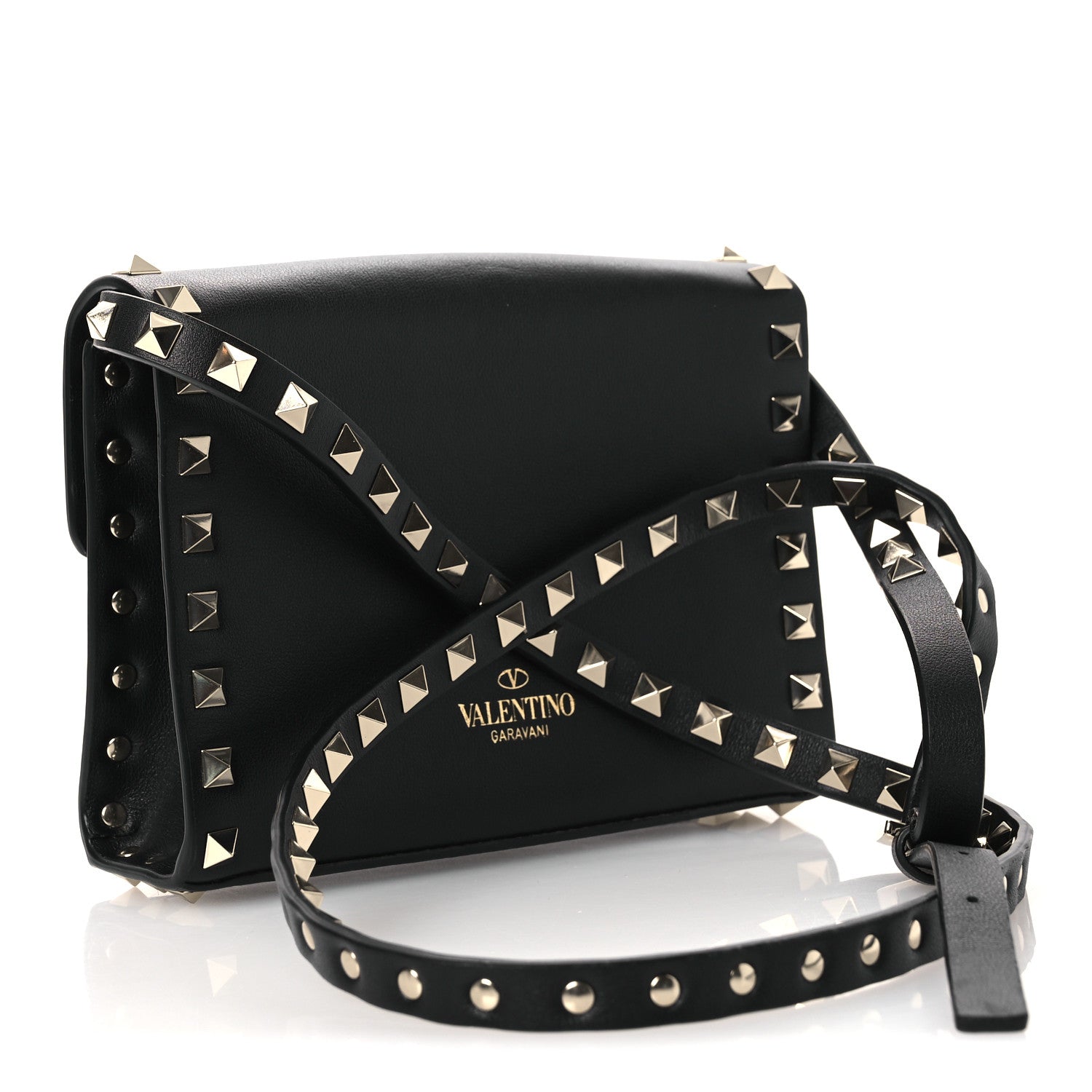 Valentino Garavani Vitello Rockstud Flap Crossbody Bag Black 3 of 11