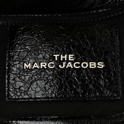 Marc Jacobs Shiny Calfskin Faux Shearling Mini The Traveler Tote Bag Black 6 of 10
