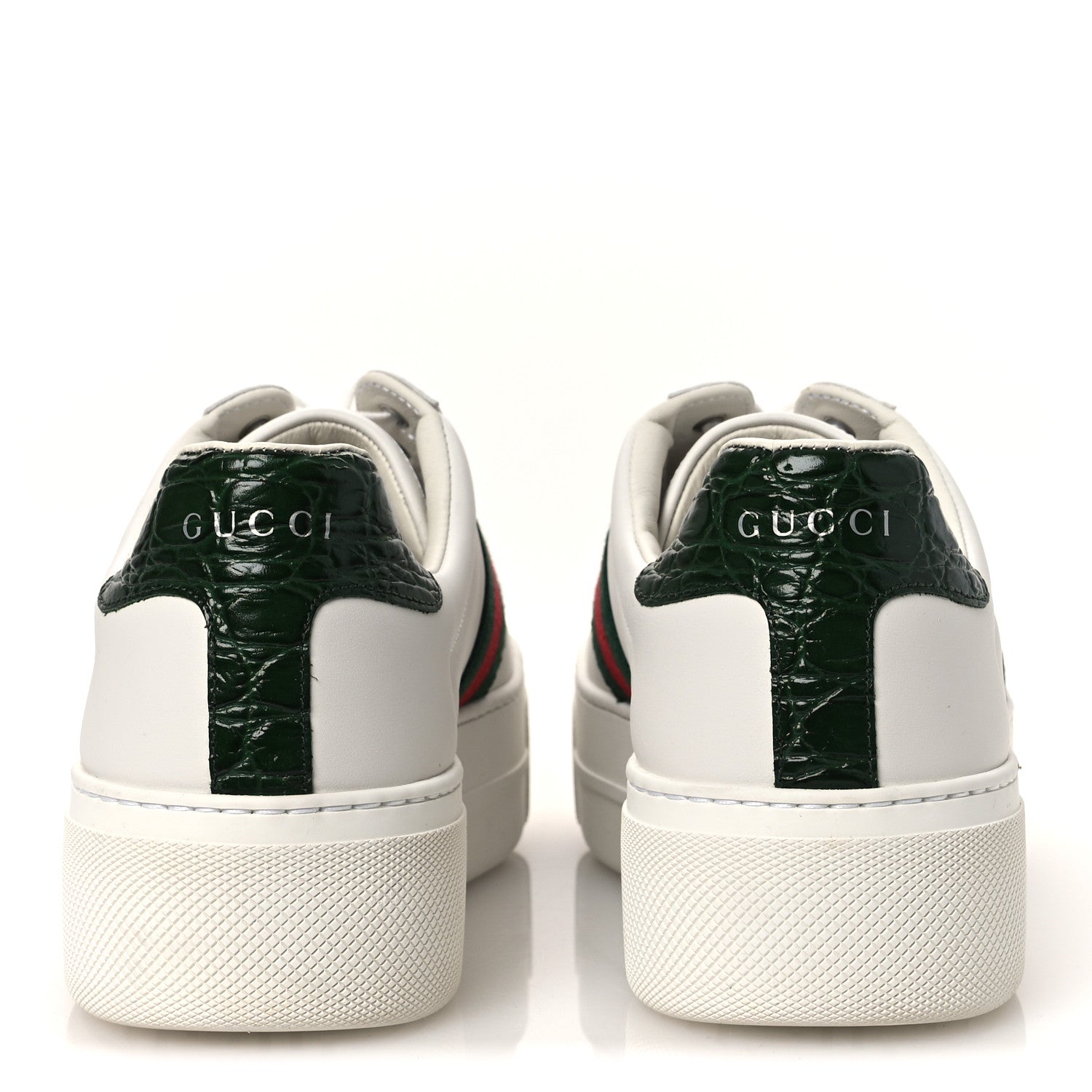 Gucci Ultralight Plume Calfskin Web Womens Ace Platform Sneakers 39.5 White 6 of 10