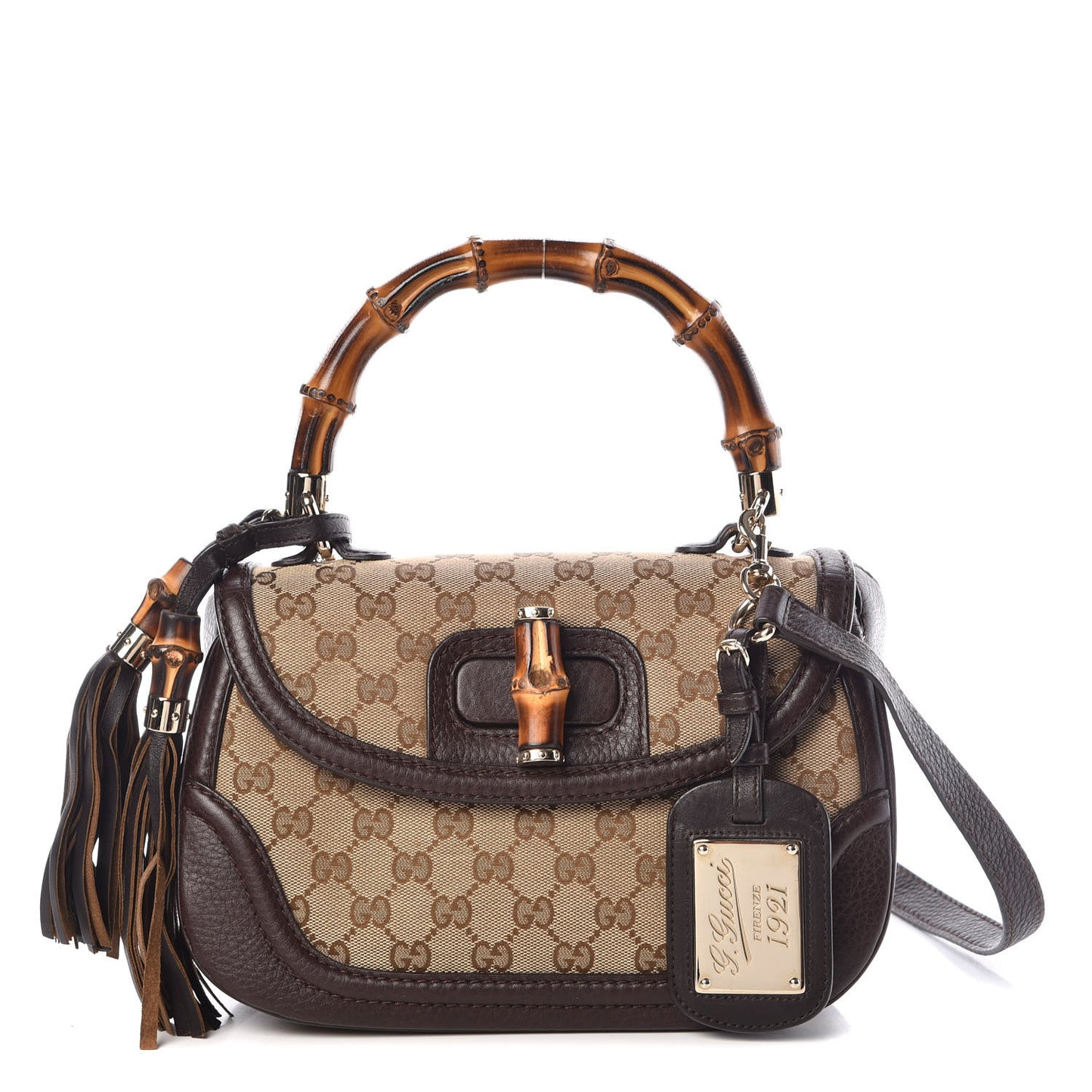 Monogram Medium New Bamboo Top Handle Bag Dark Brown