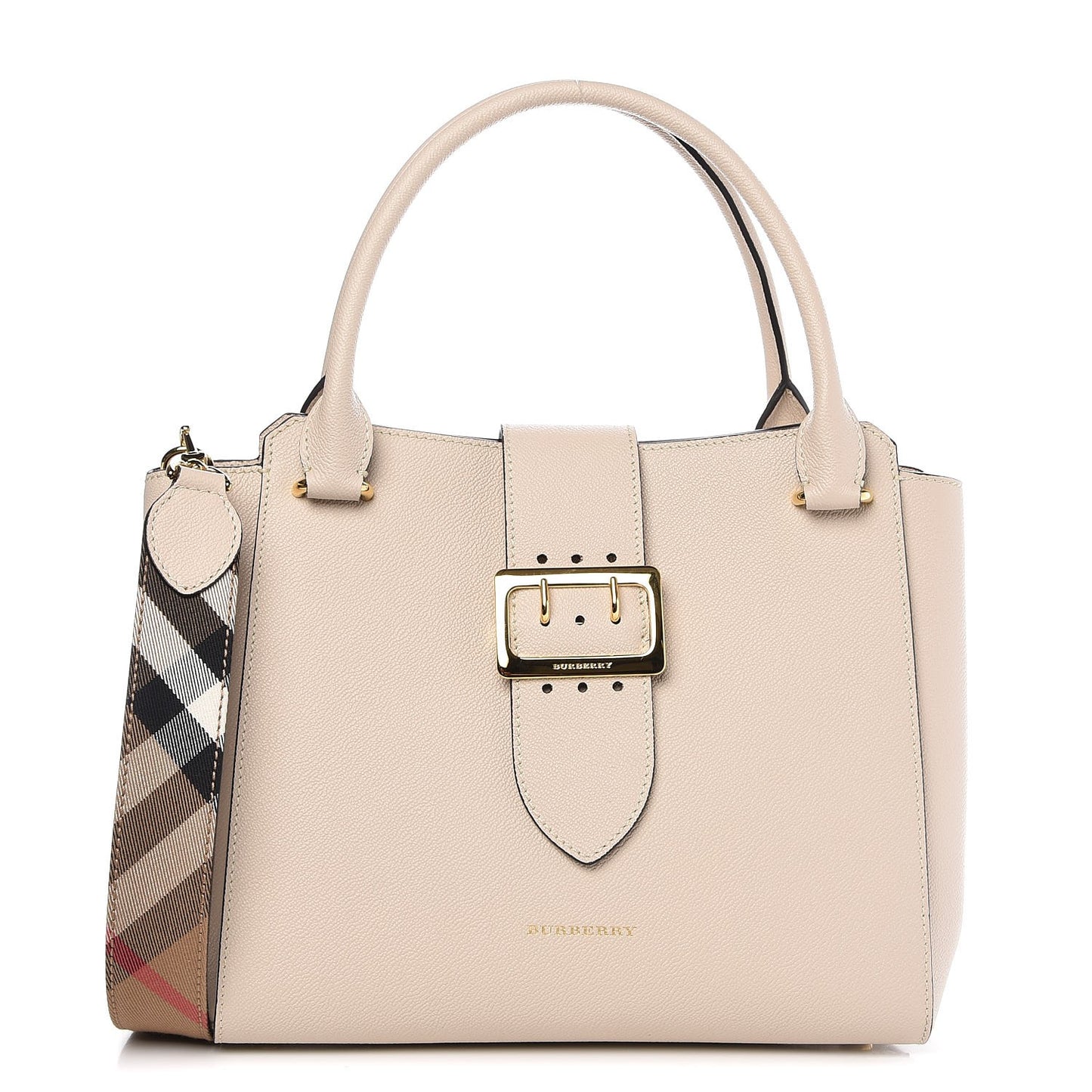 Soft Grain Calfskin Medium Buckle Tote Limestone