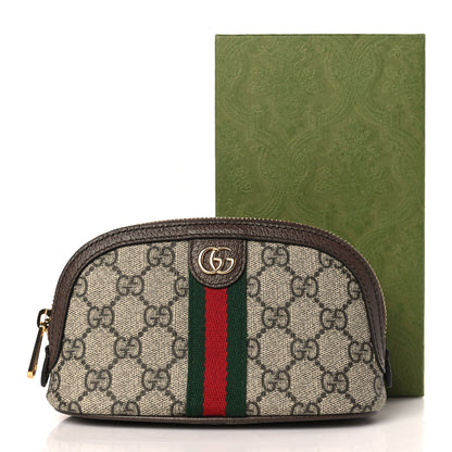 Gucci GG Supreme Monogram Textured Calfskin Web Medium Ophidia Cosmetic Case Beige Ebony New Acero 10 of 10