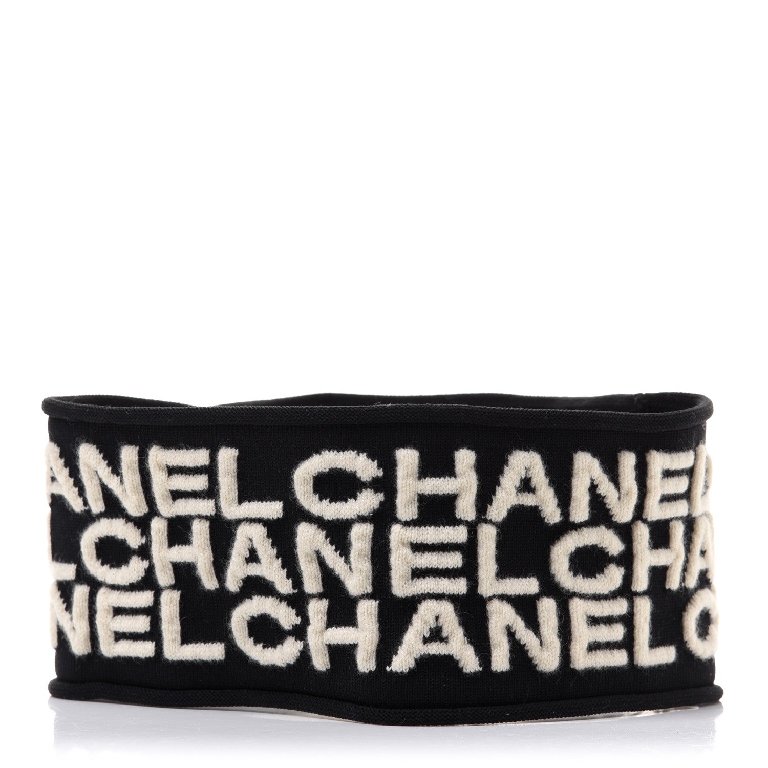 Chanel Cashmere Logo Headband Black White 3 of 7