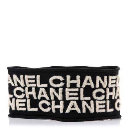 Chanel Cashmere Logo Headband Black White 3 of 7