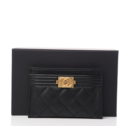 Chanel Caviar Quilted Boy Card Holder Black 9 of 9
