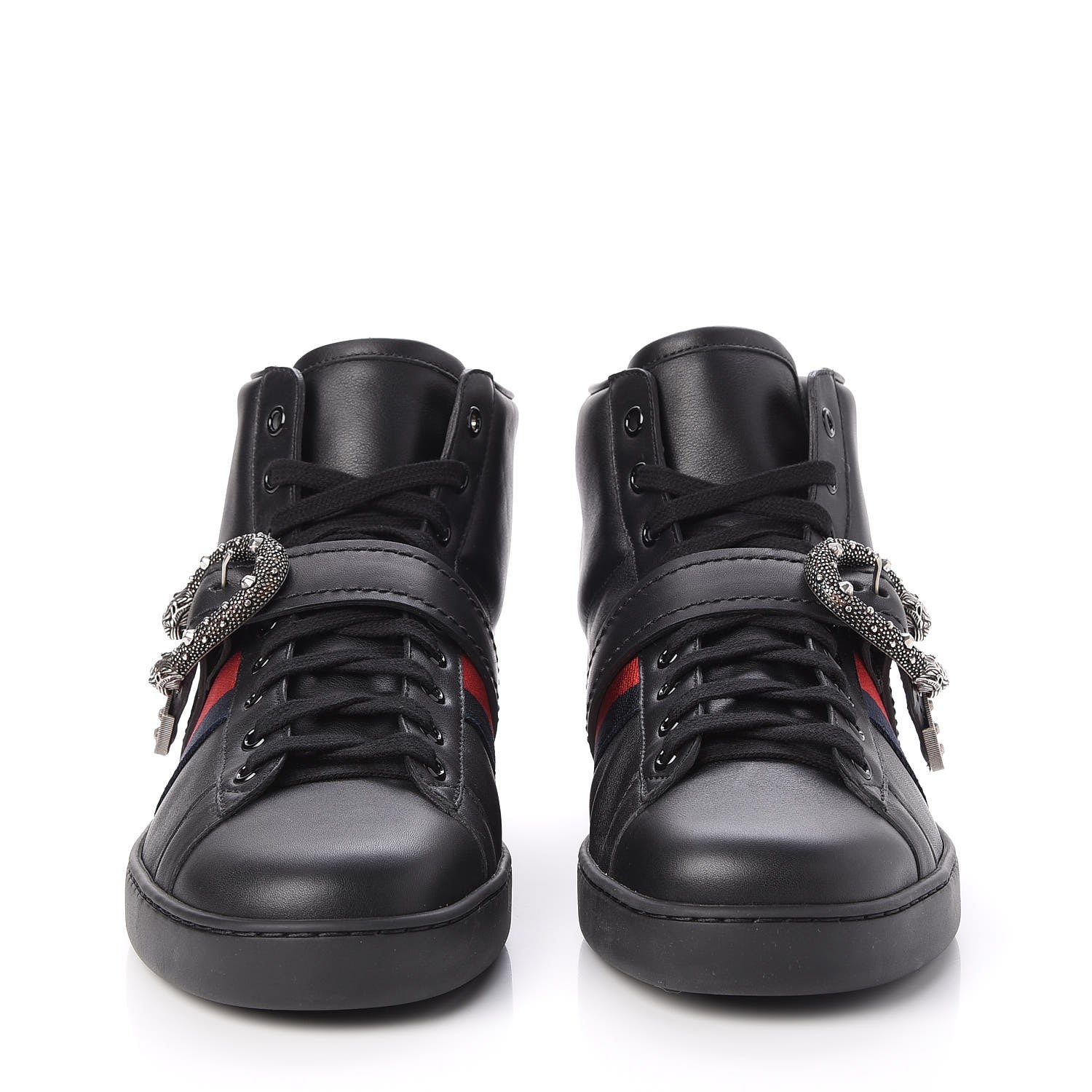 Gucci Calfskin Ayers Web Mens Dionysus High Top Sneakers 9 Black 2 of 11